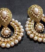 white pearl polki earrings