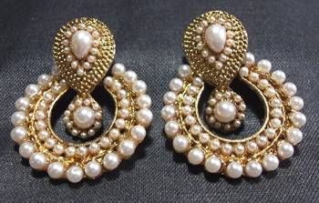 white pearl polki earrings 2