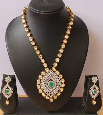 Royal Cz  Real Kundan Bridal Necklace Set 1