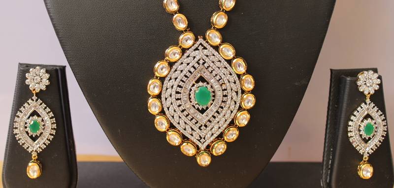 Royal Cz  Real Kundan Bridal Necklace Set