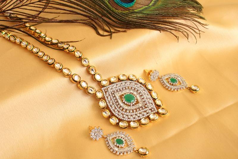 Royal Cz  Real Kundan Bridal Necklace Set