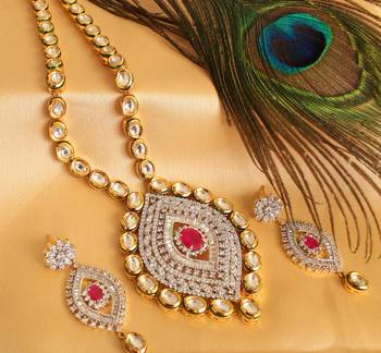 Royal Cz  Real Kundan Bridal Necklace Set 1