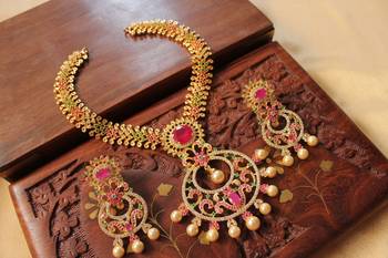 Aewsome Cz Ruby Emerald Designer Bridal Necklace Set 2