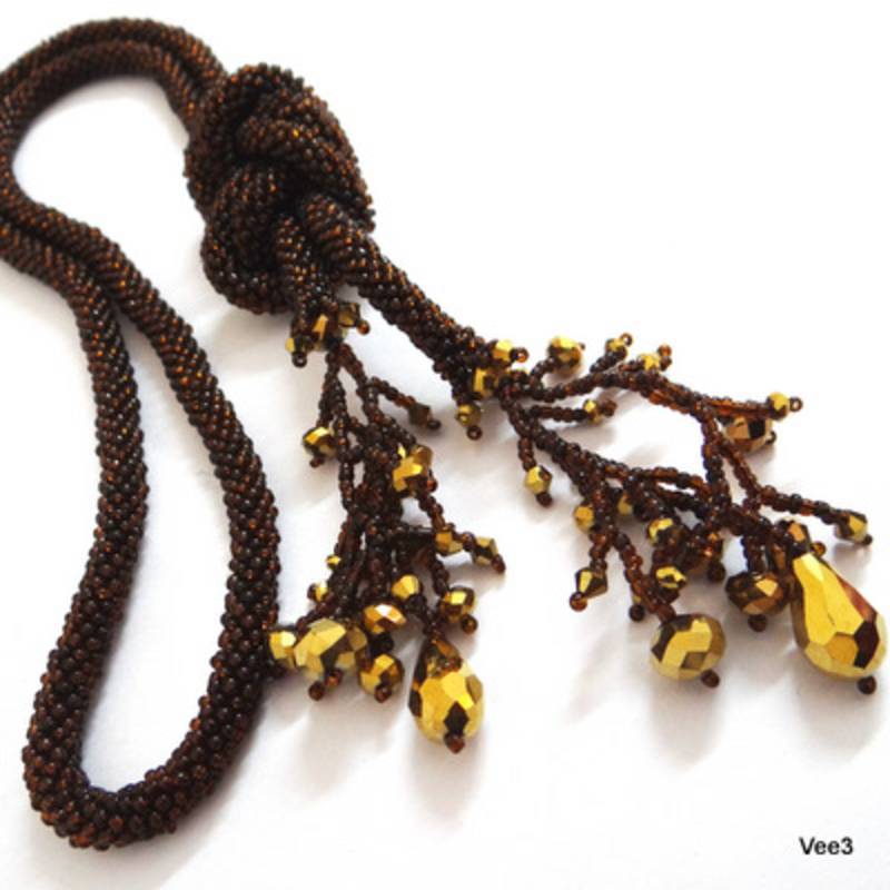 Gold and brown Lariat