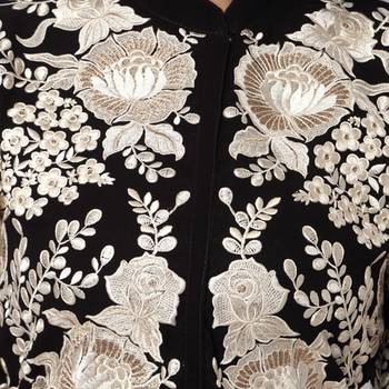 Off White And Black Gerogette Embroidered Stitched Kurti 4