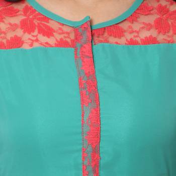 Green gerogette embroidered stitched kurti 4