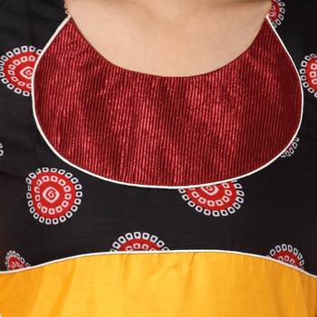 Yellow Mix Cotton Plain Stitched Kurti 4