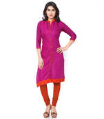 Purple Mix Cotton Plain Stitched Kurti