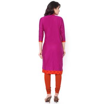 Purple Mix Cotton Plain Stitched Kurti 3