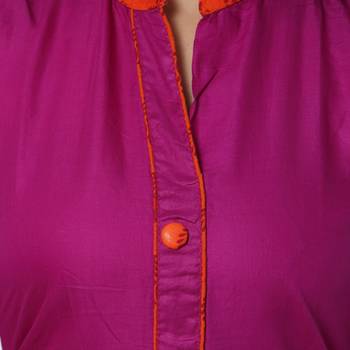 Purple Mix Cotton Plain Stitched Kurti 4