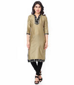 Green Mix Cotton Plain Stitched Kurti