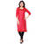 Pink Mix Cotton Plain Stitched Kurti