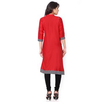 Orange Mix Cotton Plain Stitched Kurti 3