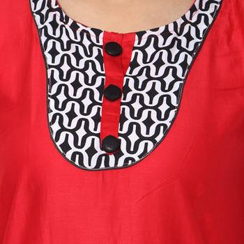 Orange Mix Cotton Plain Stitched Kurti 4