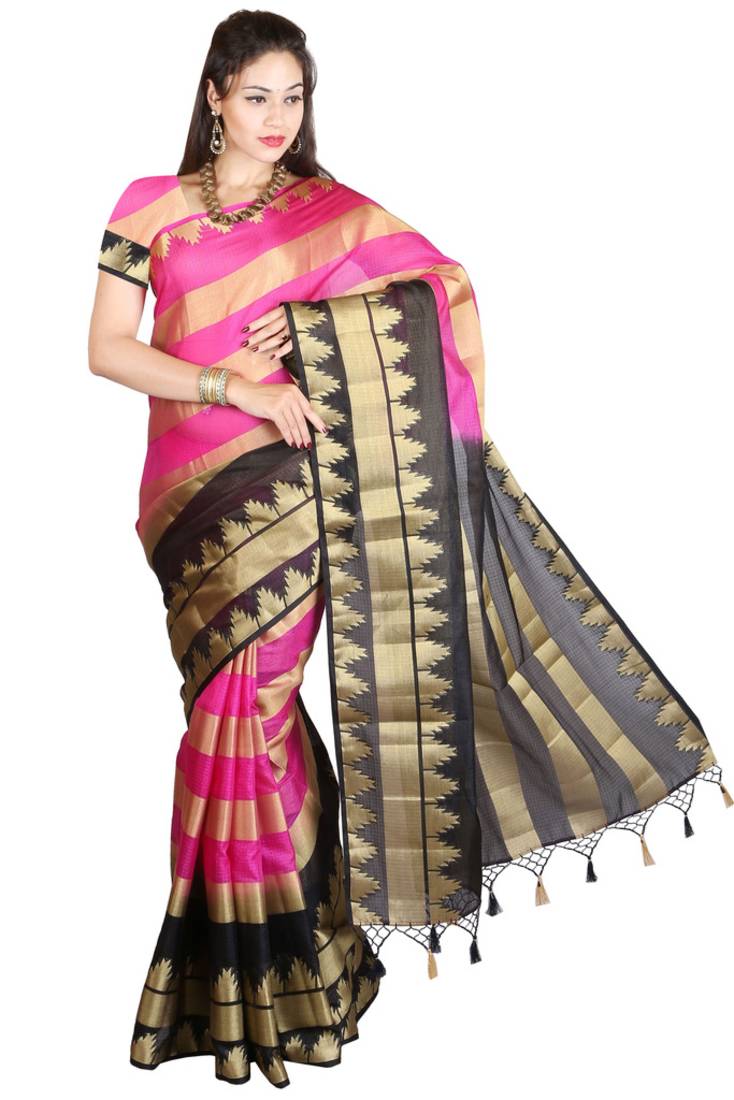 Women's Manipuri Silk Off White Printed Designer Saree With Blouse Piece