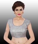 White silk embroidered blouse fabric