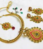 Hasli necklace set in Polki