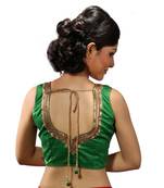 Green handwork blouse. dupion silk stitched blouse