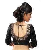 Black handwork dupion silk stitched blouse