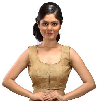 Gold mirror work silk stitched blouse 1