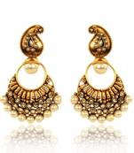 Elegant White Paisley Pearl Polki Earring By Adiva v40w