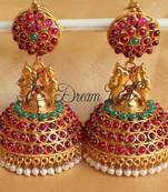  GORGEOUS ANTIQUE KEMP-GREEN PEACOCK JHUMKKA -DJ11925