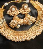  Beautiful Designer Pearl Cluster Necklace Set 