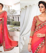 Mira Enterprise Gorgeous Pink Beautiful Mirror Work Saree Sari