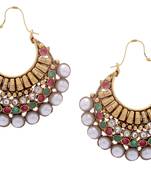 Beautiful Gold Plated Red Green N White Pearls Hook Hangings