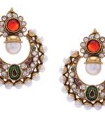 Beautiful Gold Plated Green Red N White Pearls Round Hangings