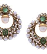 Beautiful Gold Plated Green N White Pearls Round Hangings