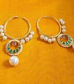 Kundan Pearl Jadtar Chand Bali Loop Earrings