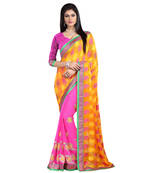 Yellow embroidered Jacquard saree With Blouse