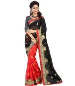 Black embroidered Jacquard saree With Blouse