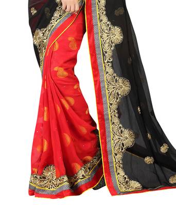Black embroidered Jacquard saree With Blouse 3