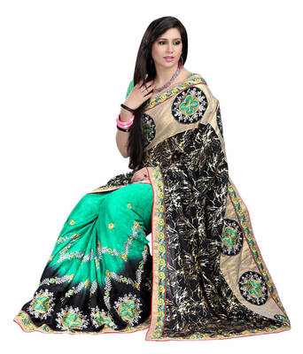 Black embroidered georgette saree With Blouse 1