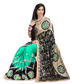 Black embroidered georgette saree With Blouse