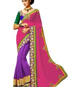multicolor embroidered georgette saree With Blouse