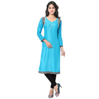 Kiwi England Light blue cotton printed stitched kurti 1
