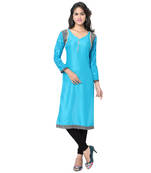 Kiwi England Light blue cotton printed stitched kurti