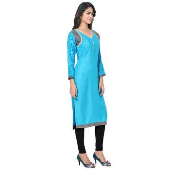 Kiwi England Light blue cotton printed stitched kurti 2
