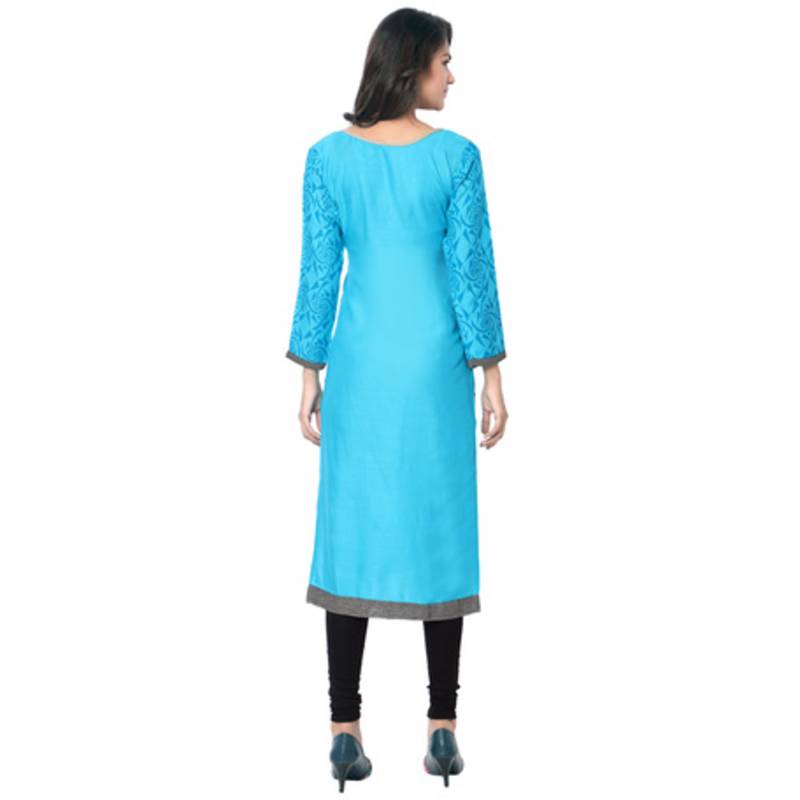 Kiwi England Light blue cotton printed stitched kurti