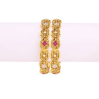 Womens Aspiration Gold plated antique bangle 2