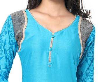 Kiwi England Light blue cotton printed stitched kurti 5