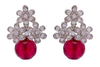 Antique Victorian Stones Studded Tops With Red Pearls Drop 1