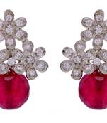 Antique Victorian Stones Studded Tops With Red Pearls Drop