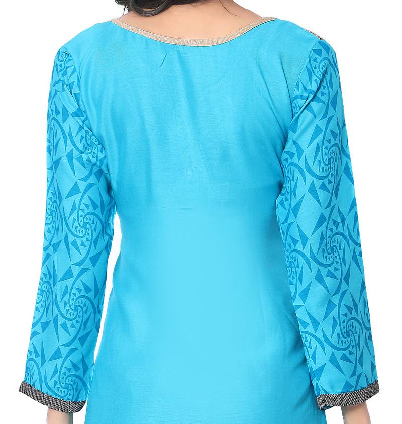 Kiwi England Light blue cotton printed stitched kurti