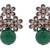 ANTIQUE VICTORIAN STONES STUDDED TOPS WITH GREEN PEARLS DROP