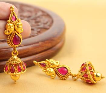 Beautiful Antique Cute Kemp Jhumkas 1