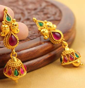Beautiful Antique Cute Kemp Green Jhumkas 1